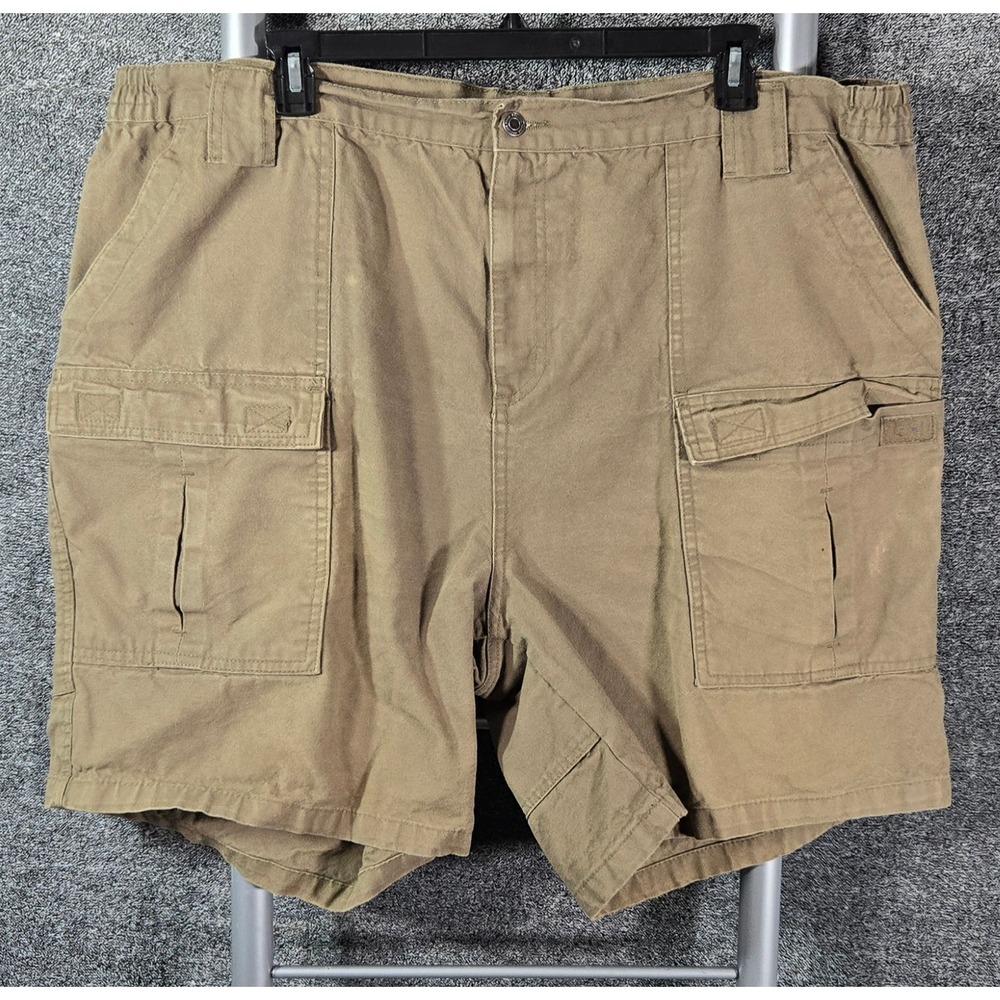 Boulder Creek Trading Company Mens Khaki Cargo Shorts 48 Big Tan Cotton 8.5"